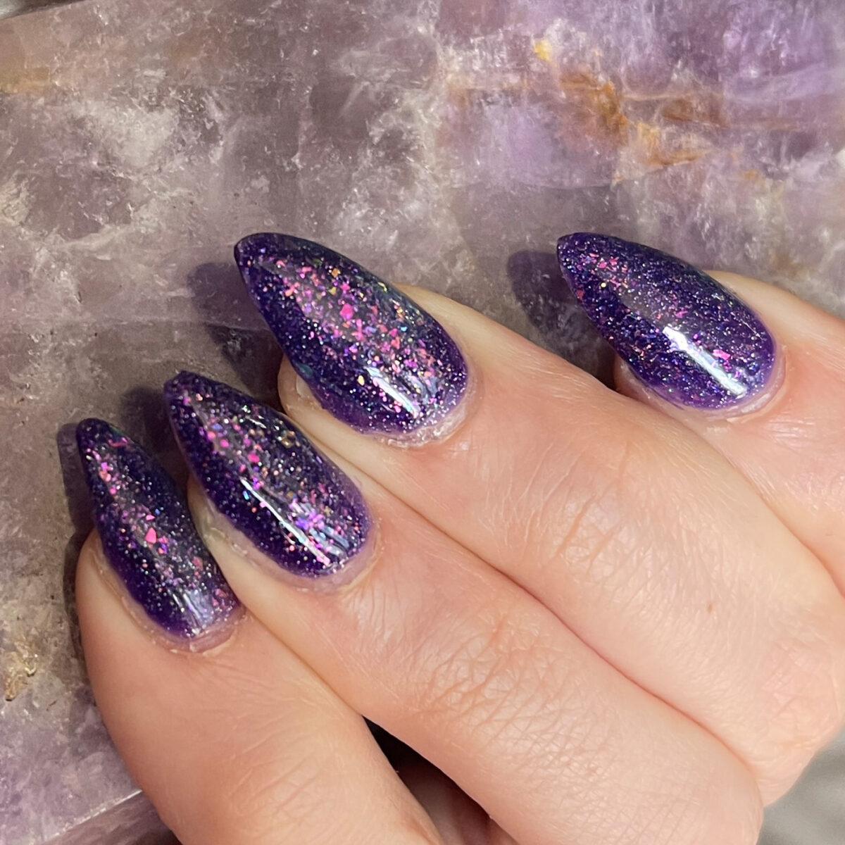 Holographic Flakie Purple Gel Nail Polish