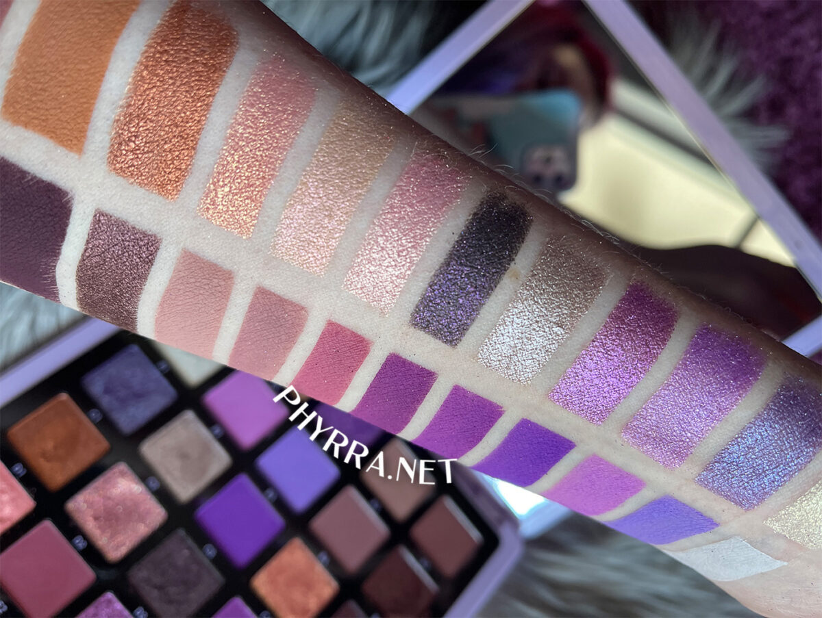 Norvina Purple 5 Palette swatches fair skin 