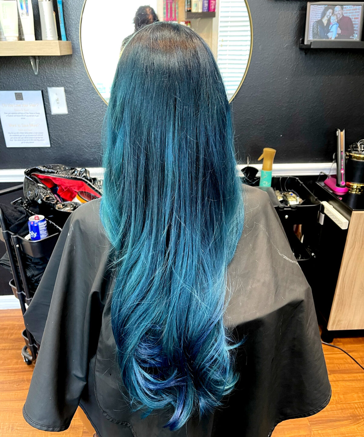 teal blue color hair