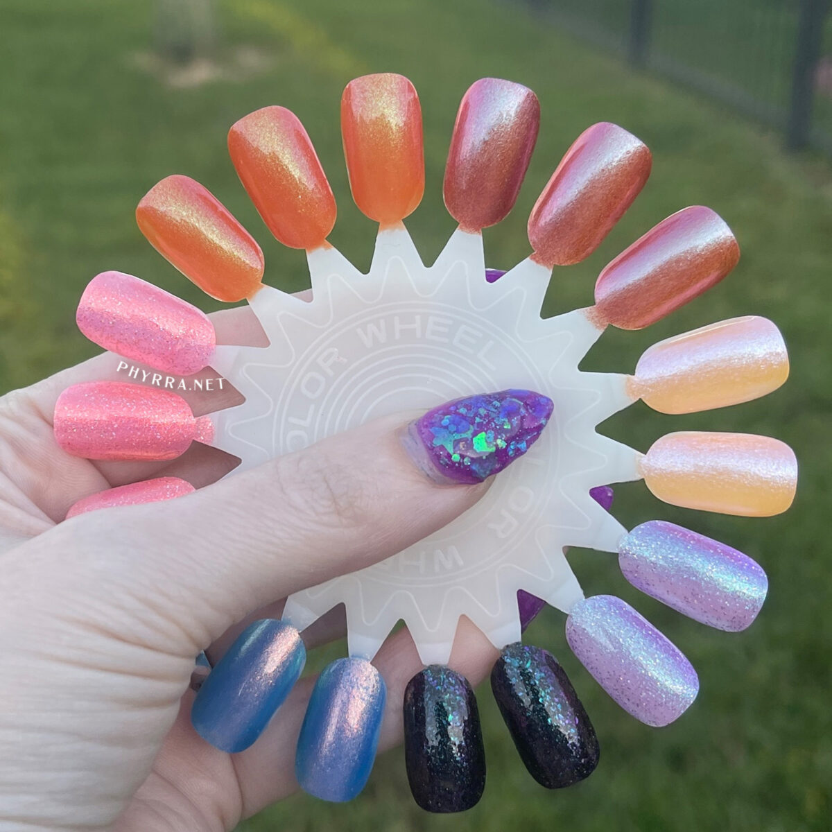 Cupcake Polish Iridescent Aurora Multichrome nail polish swatches in indirect sun