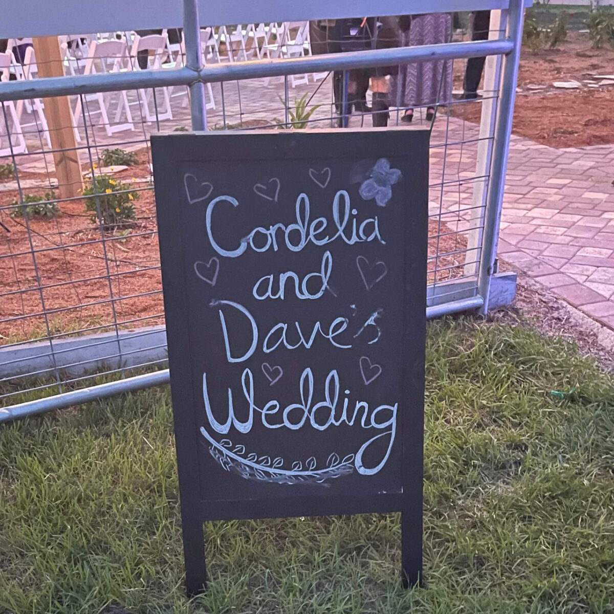 Cordelia and Dave's wedding sign at Rapragar Family Farms