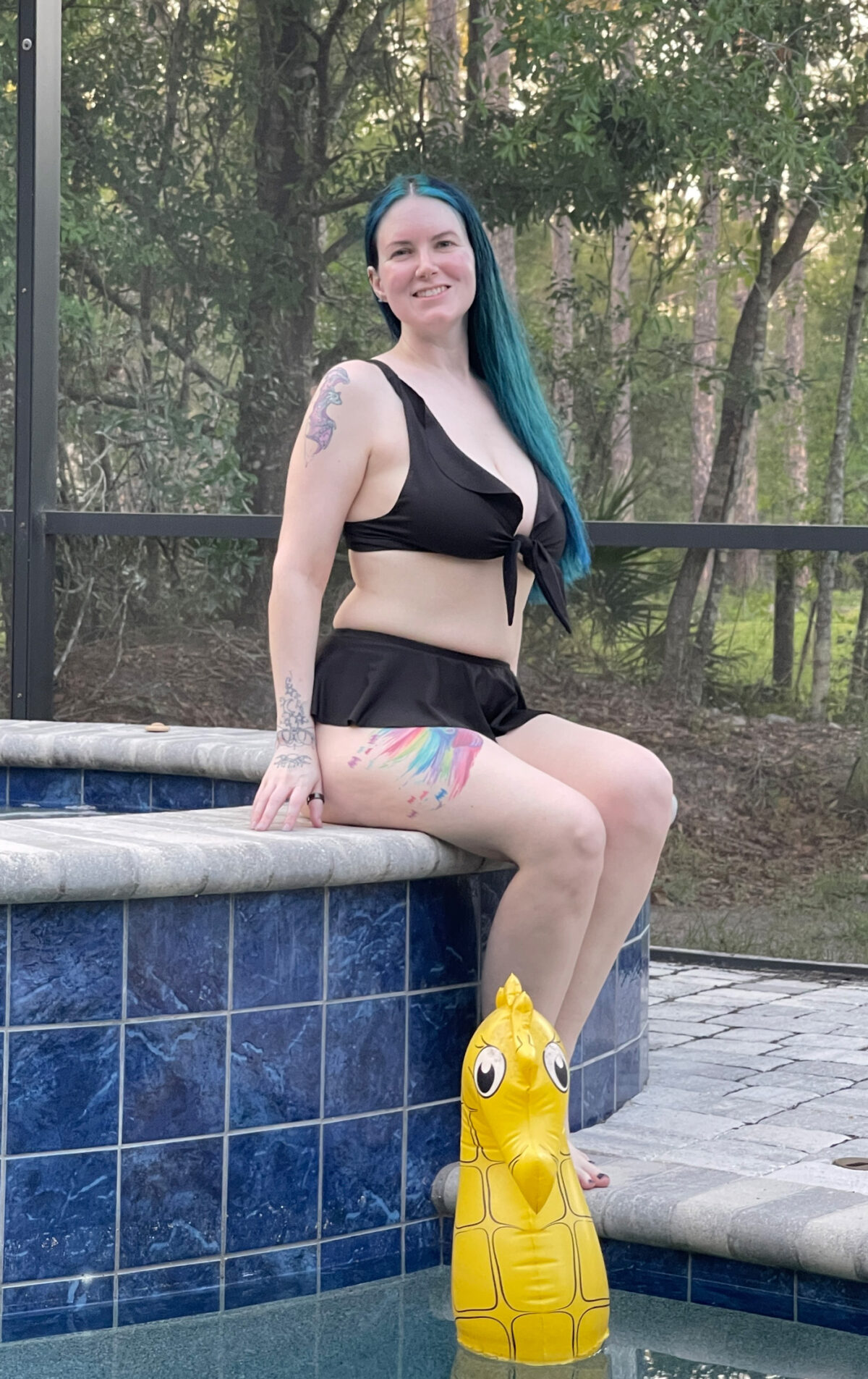 Bold Beach Swimwear Circus Bikini Set by edge of hot tub