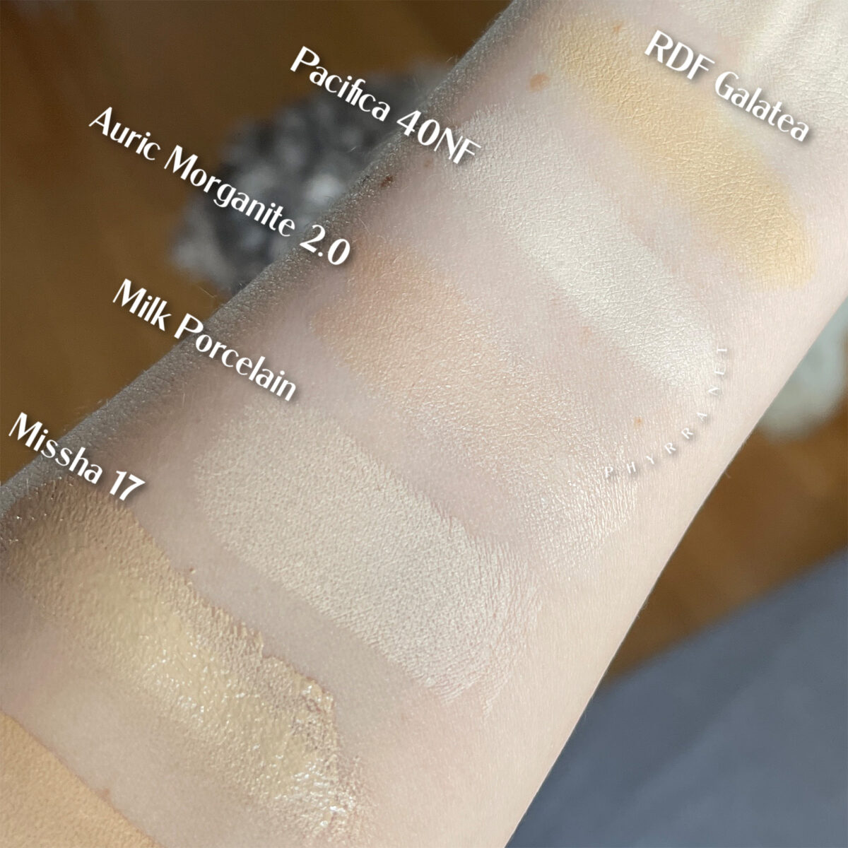 Indoor Indirect Lighting Swatches on Light Skin