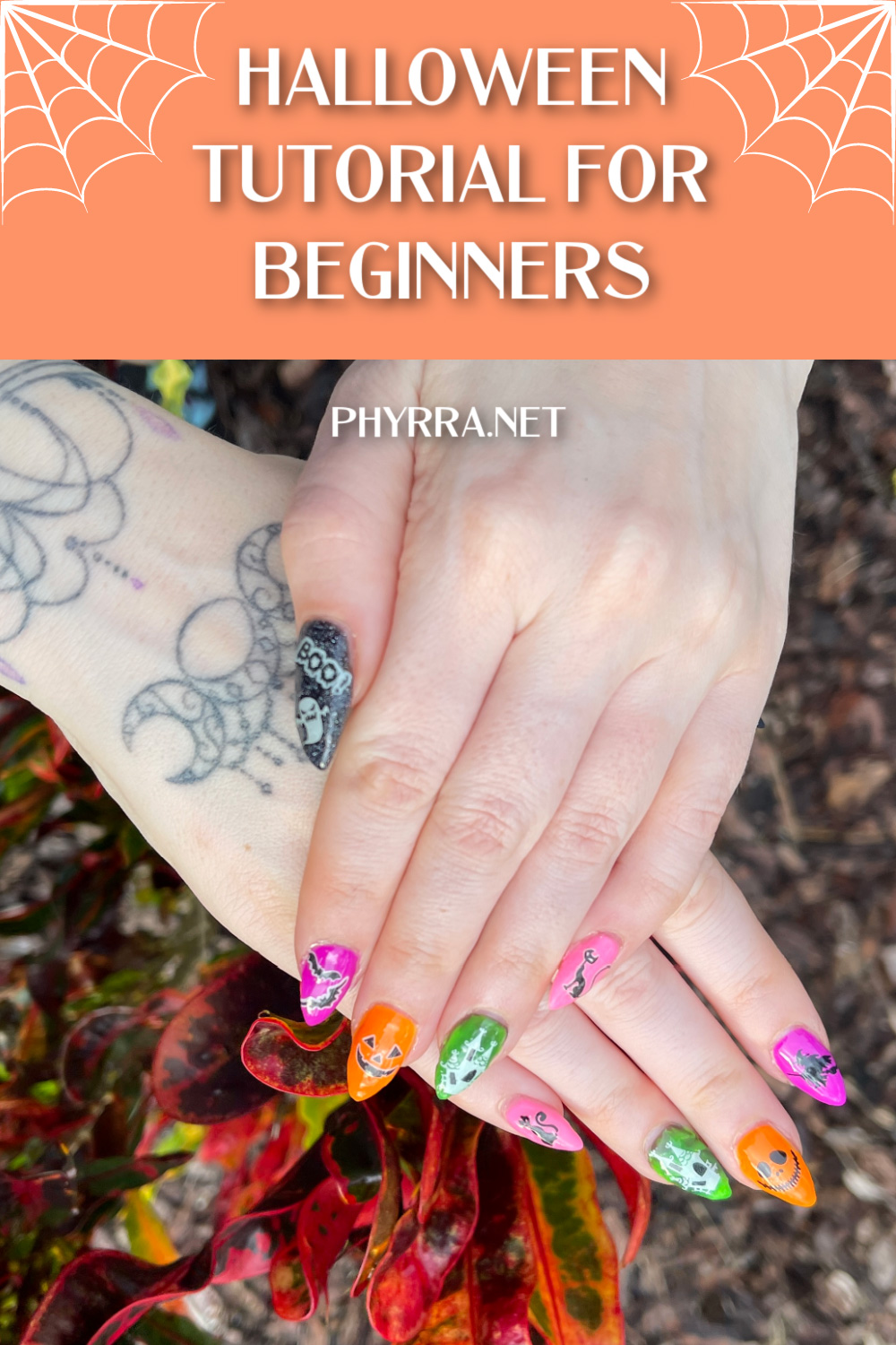 Halloween Nail Art Tutorial for Beginners + How to Apply Gel Tips