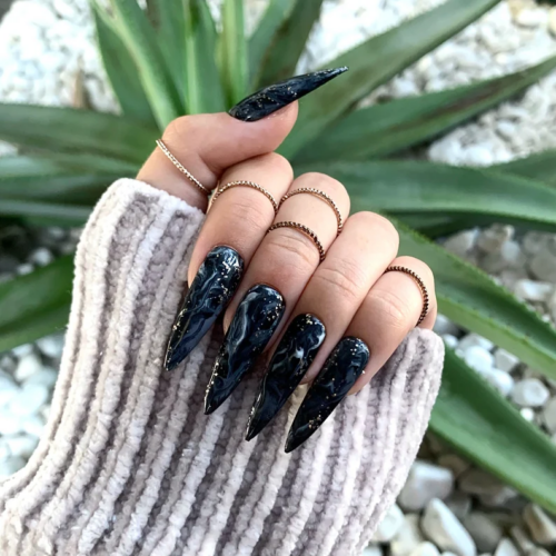 15 Gothic Black and Stiletto Nail Ideas and Inspirations