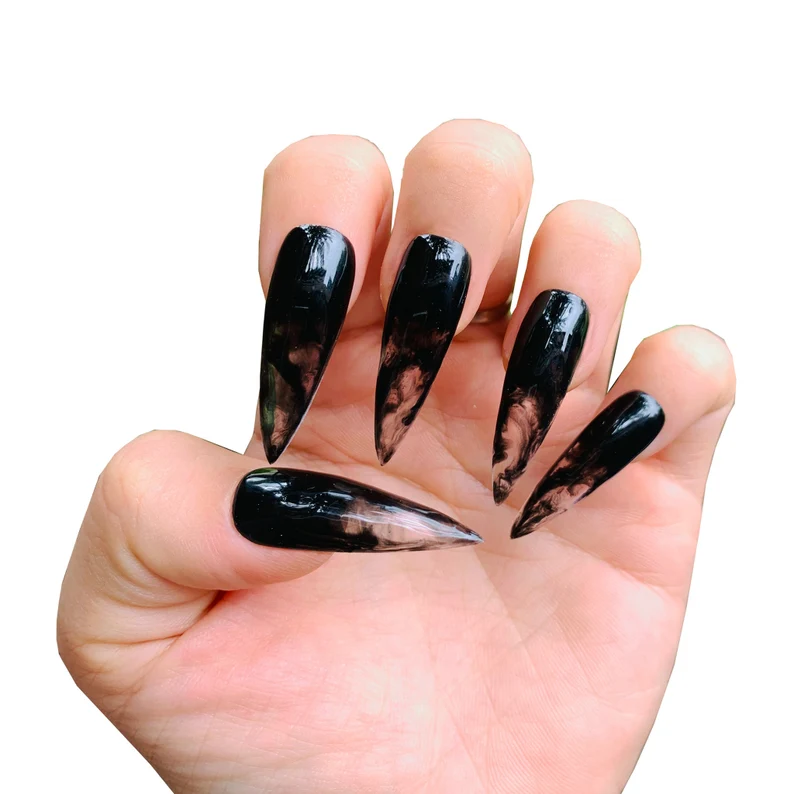 black and red stiletto nail designs