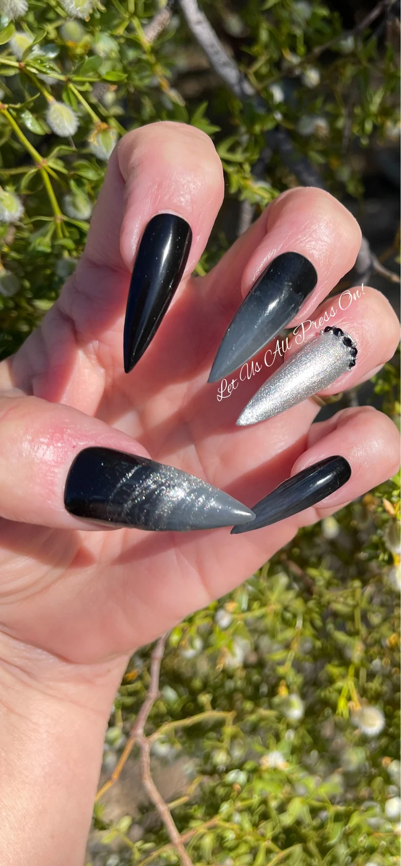 Black and Grey Ombre Nails