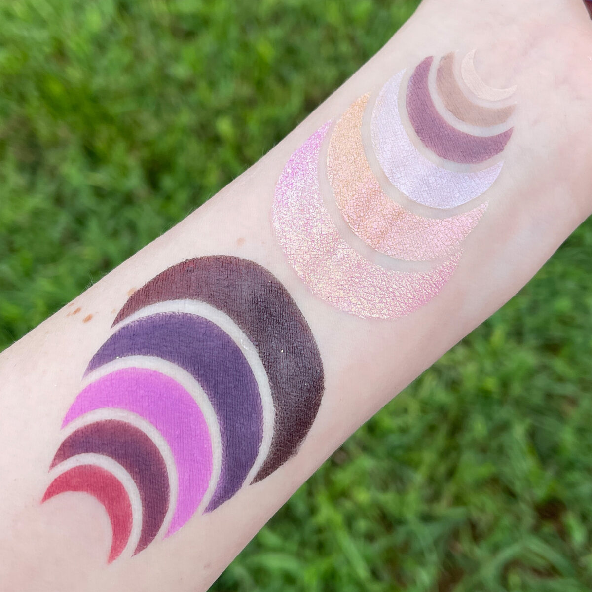 DIY Gothic Charm School Palette swatches on fair skin