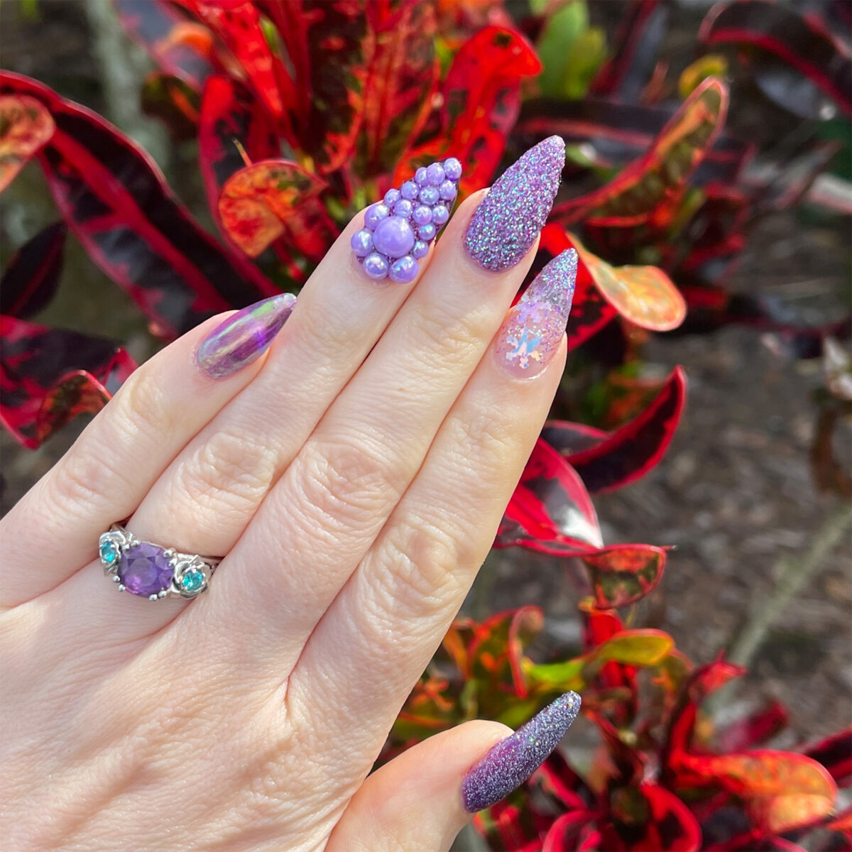 Purple Winter Holiday Nails