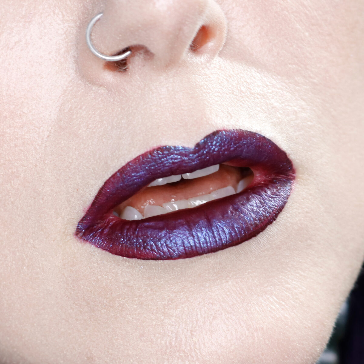Melt Velvet Room Black Cherry Lipstick topped with Silk Naturals Blue Raspberry highlighter