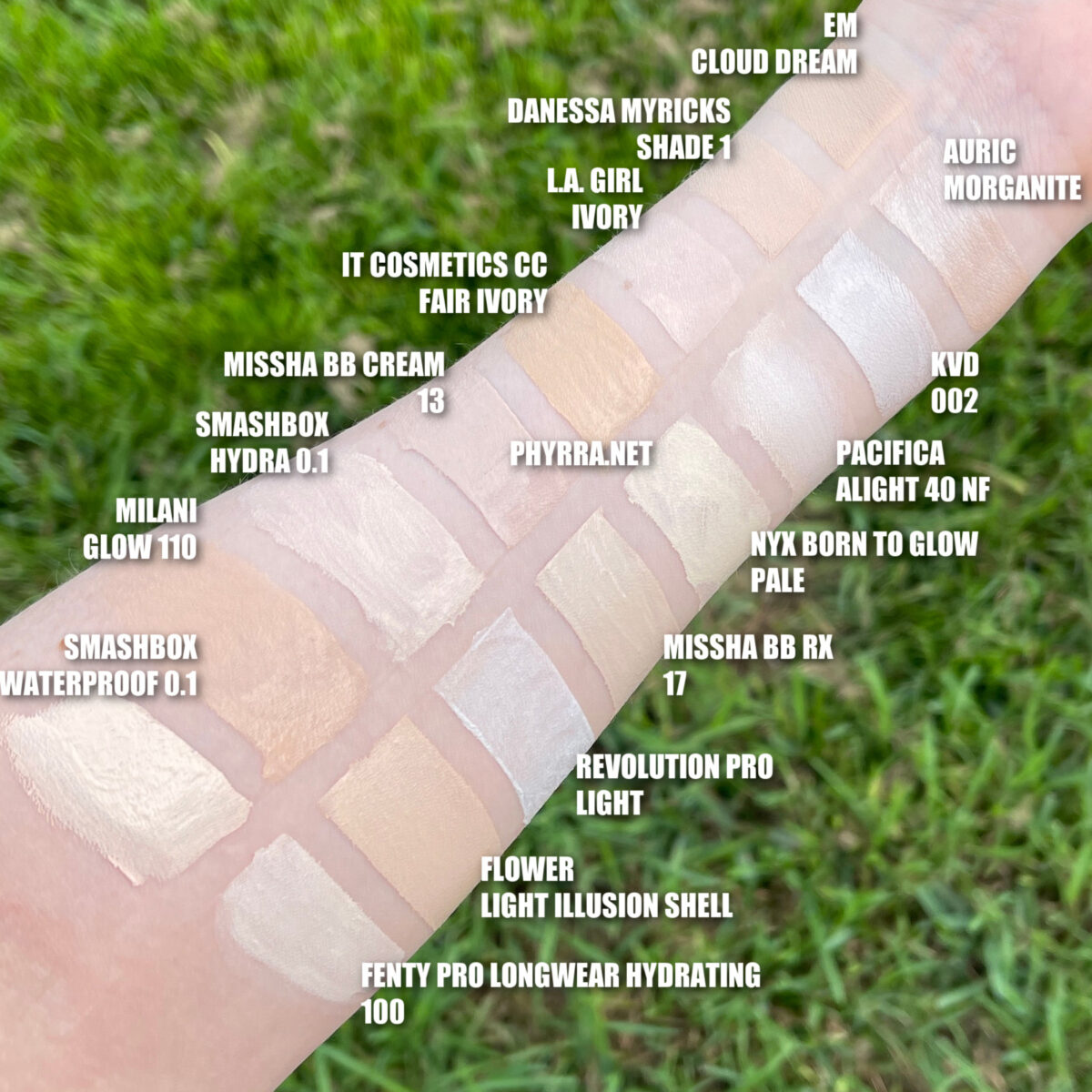 Very Fair Foundation Swatches on Very fair neutral to cool yellow muted undertone skin tone