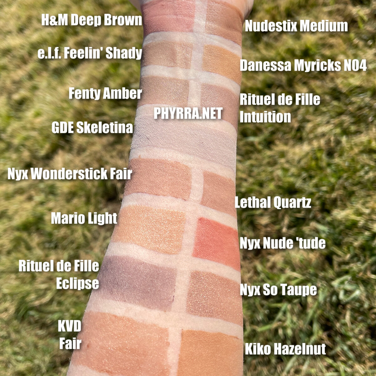 Fair Skin Direct Sun Fair Contouring Product Swatches