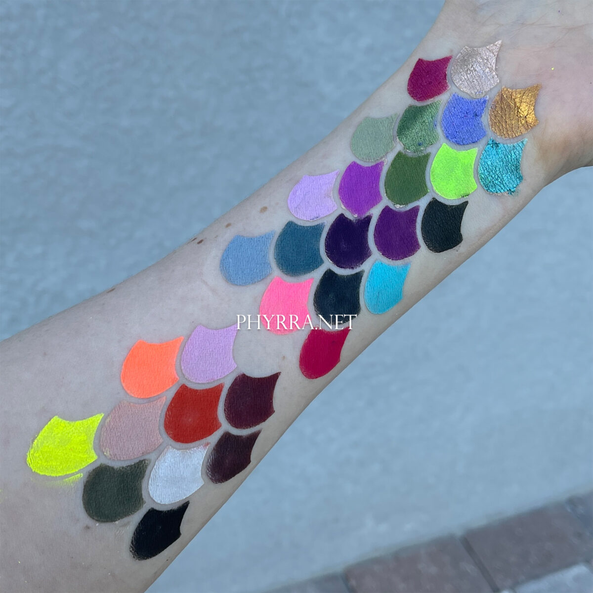 Surge palette swatches on very fair neutral skin tone