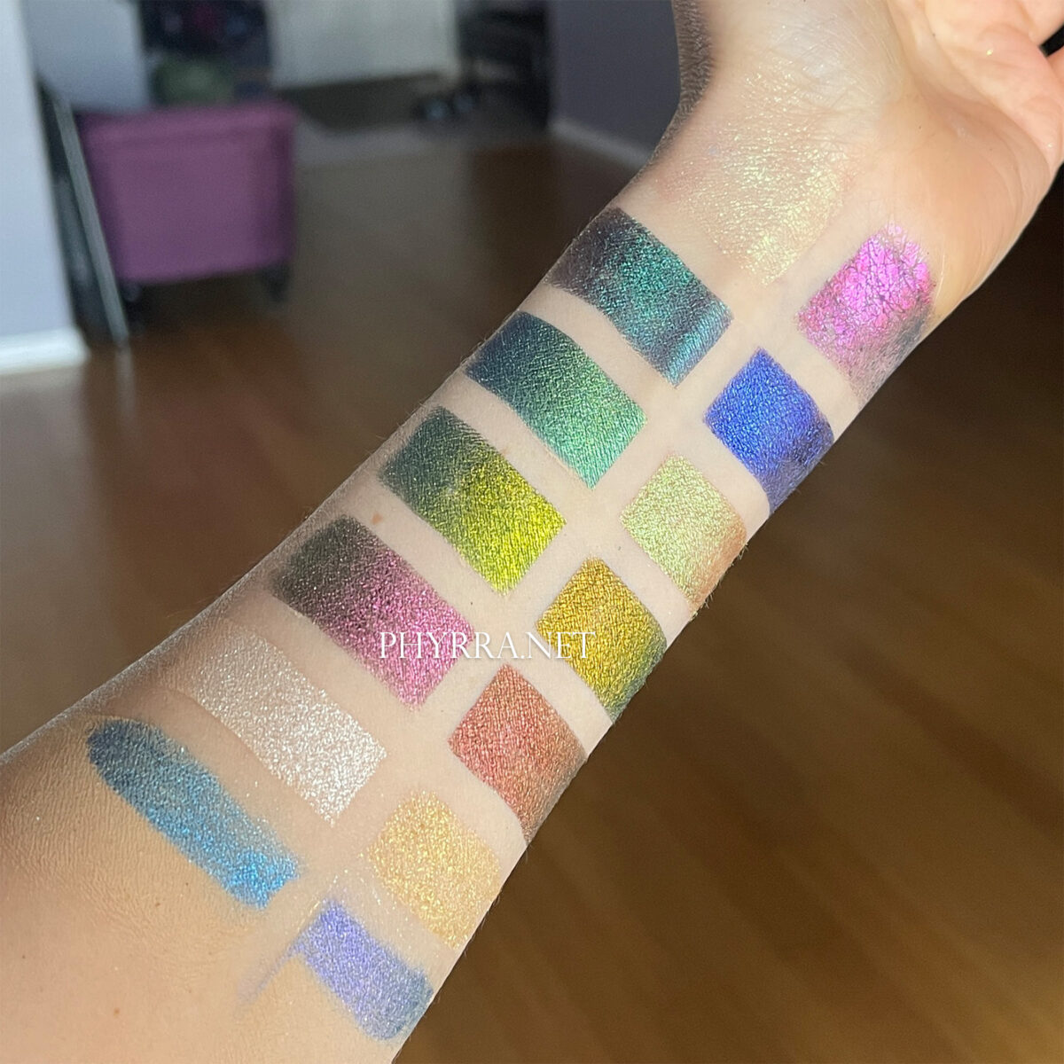 Danessa Myricks Lightwork 4 palette swatches on very fair skin