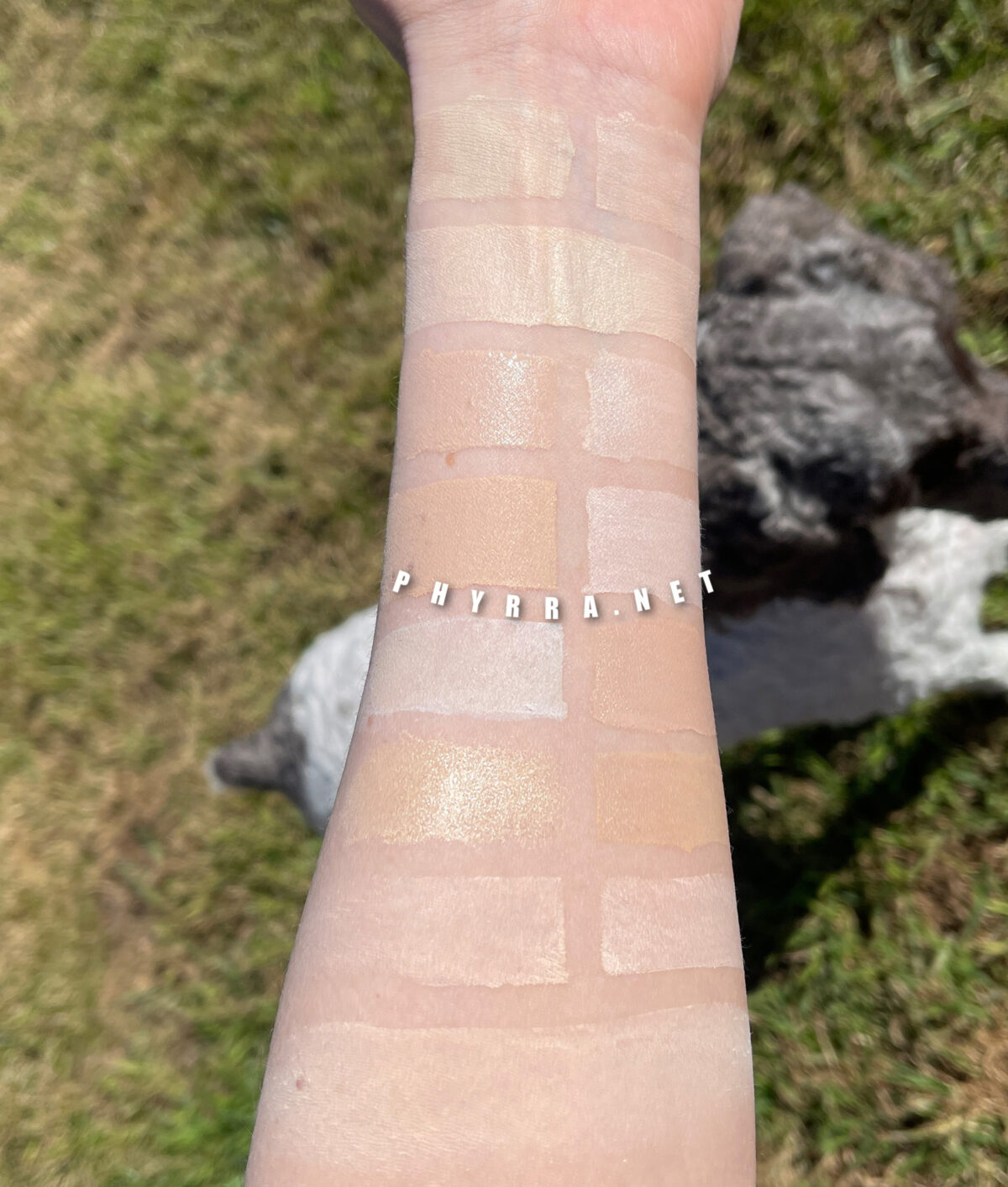Nyx Blur Foundation in Pale swatch comparisons to other fair foundations on very fair neutral to muted cool yellow skin tone