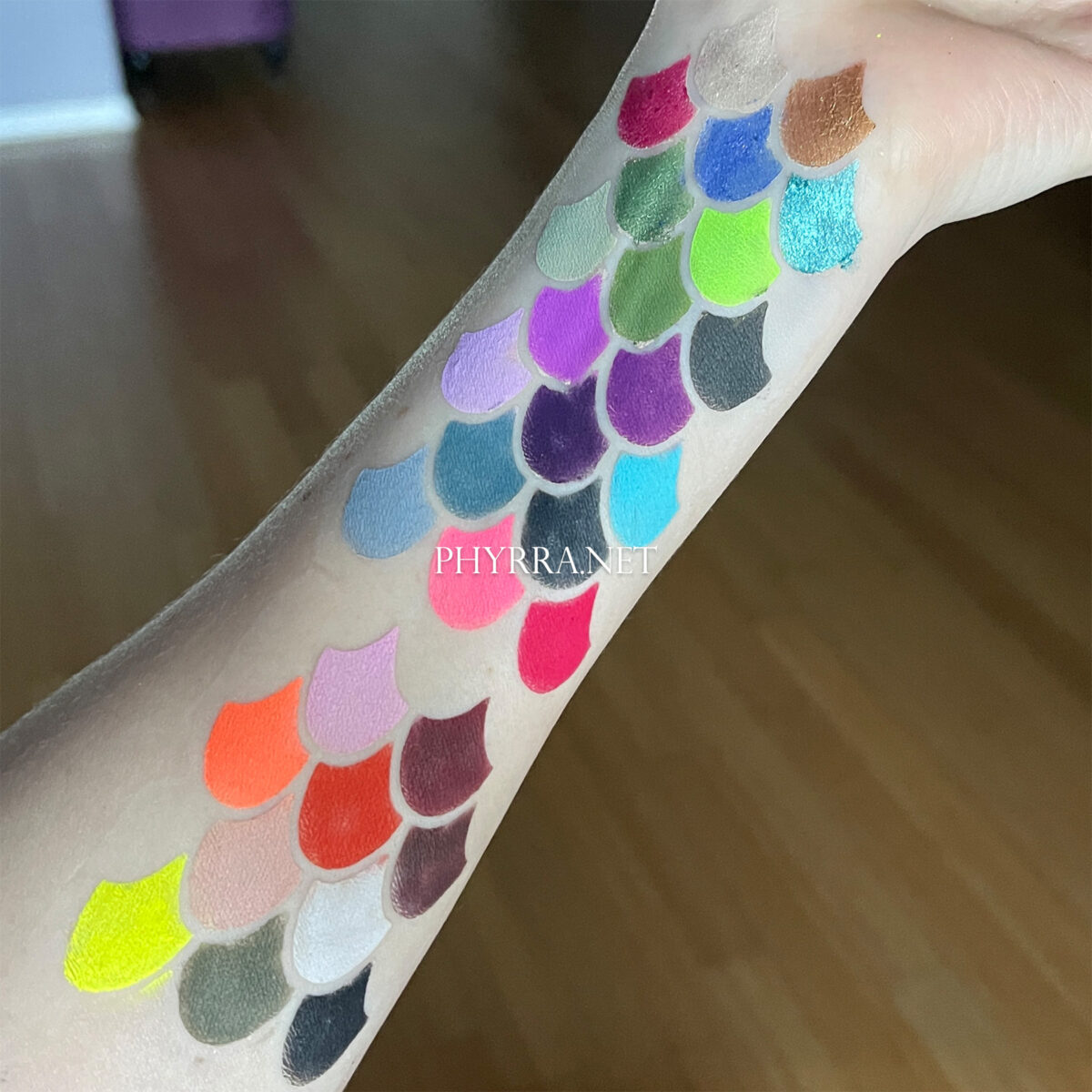 Blend Bunny Surge Palette swatches on very fair neutral to muted cool yellow skin tone