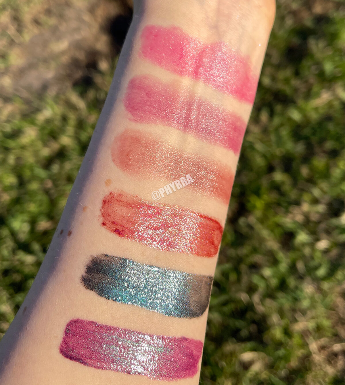 Swatched on light skin, Aromaleigh Lip Glosses and Lip Color Cremes