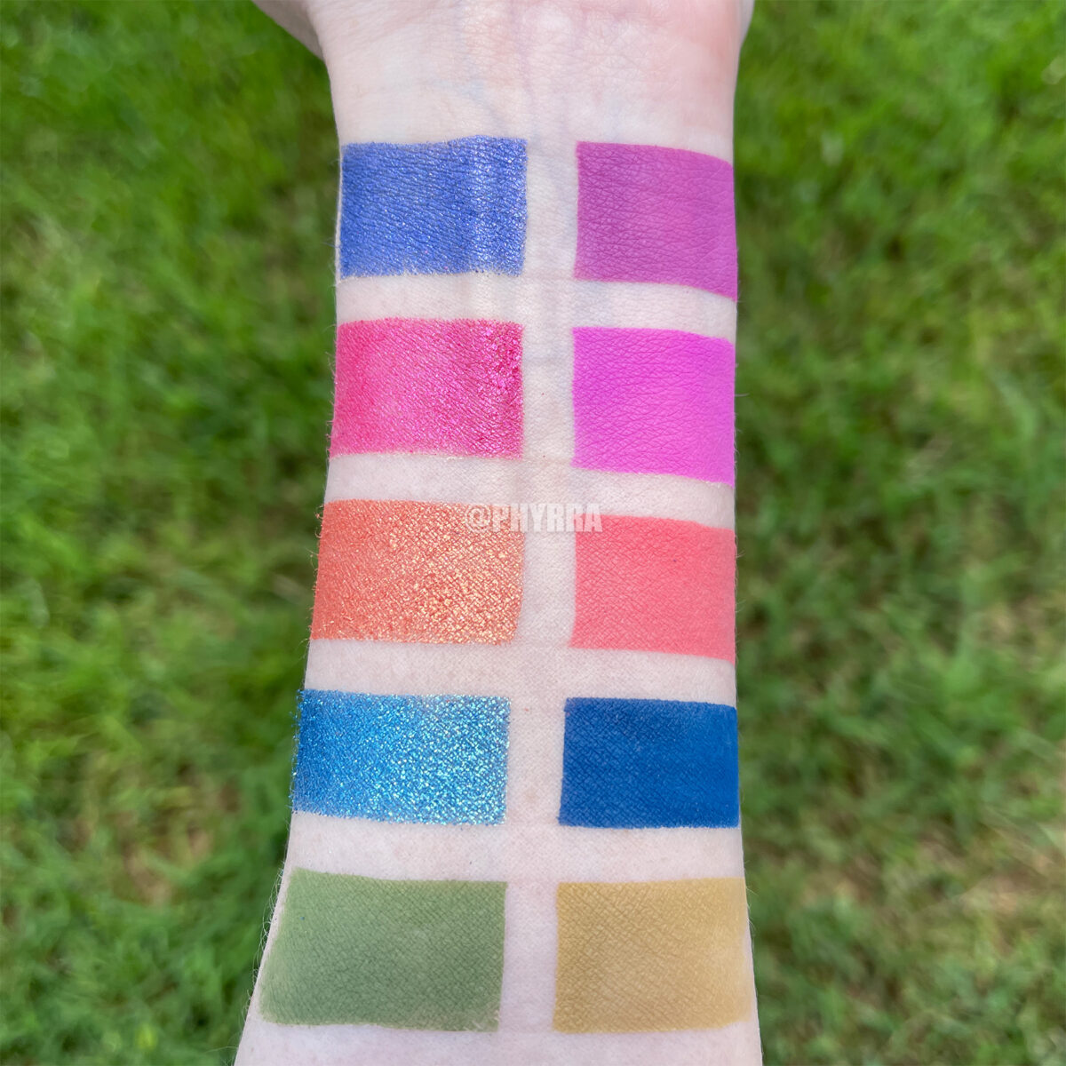 Sugarpill C3 Black Capsule Palette swatches on pale skin