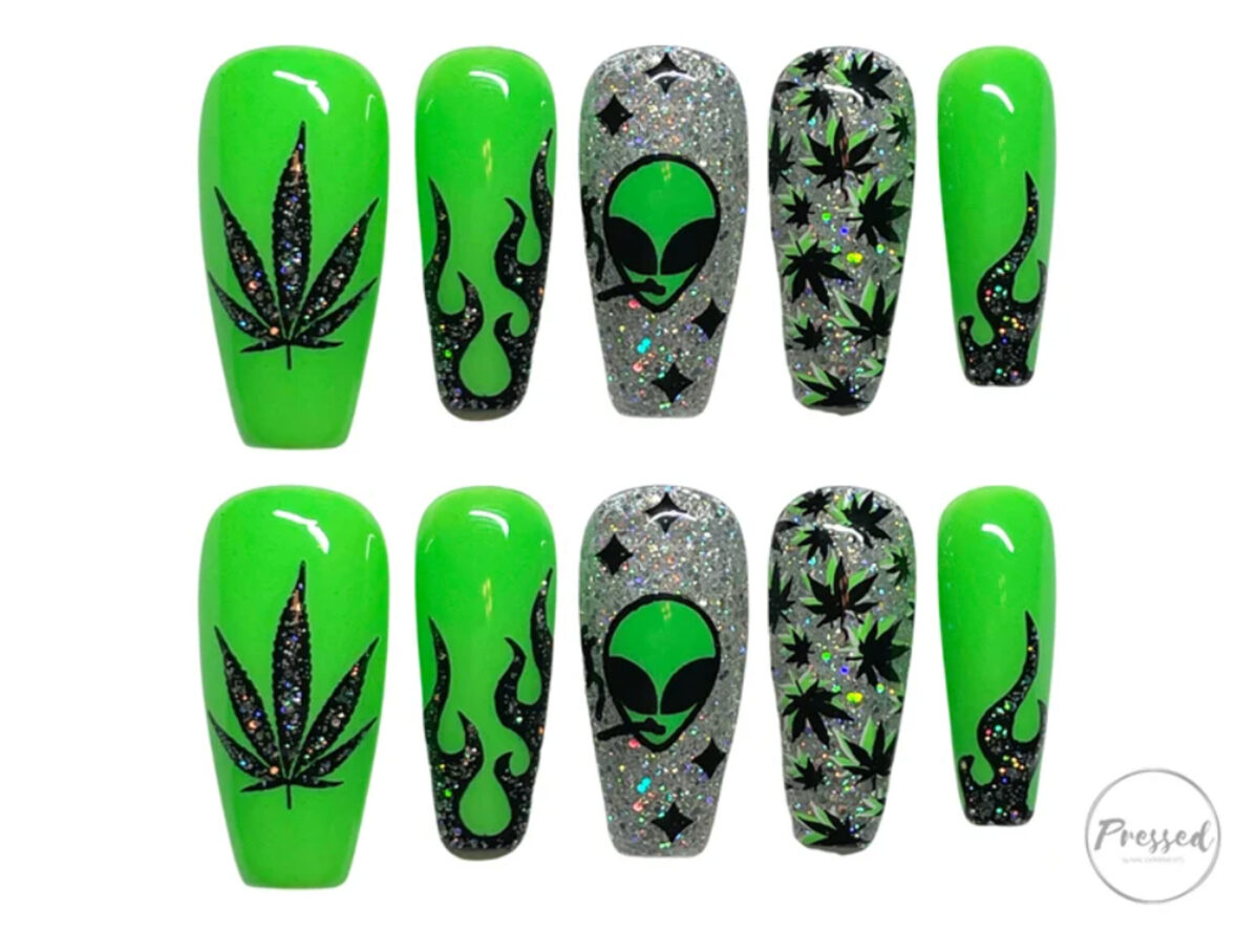 Alien Vibes Cannabis Nails