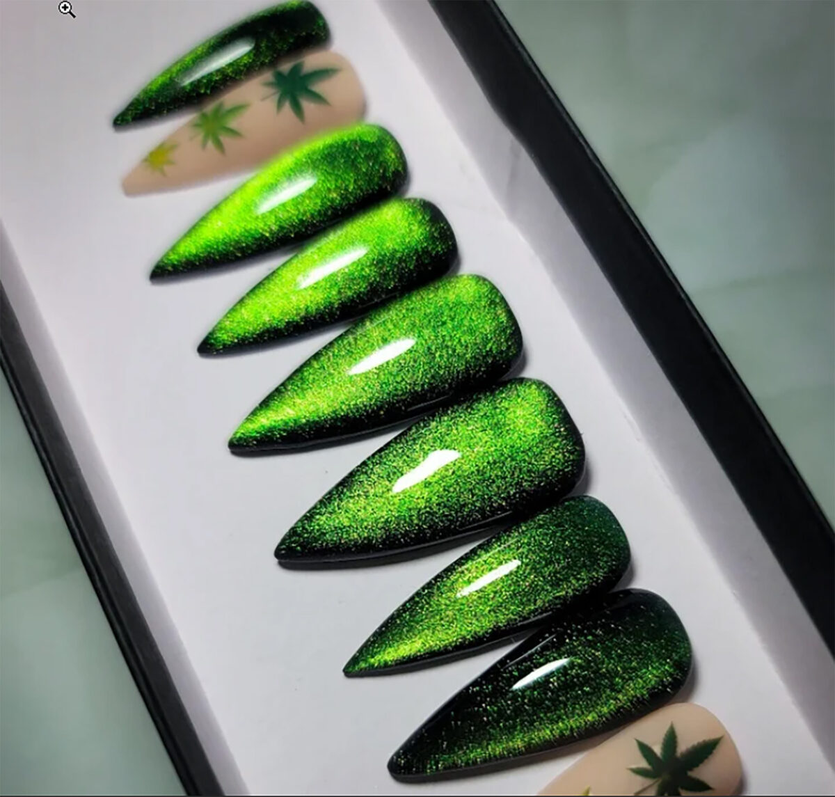 Green Cateye press on nails