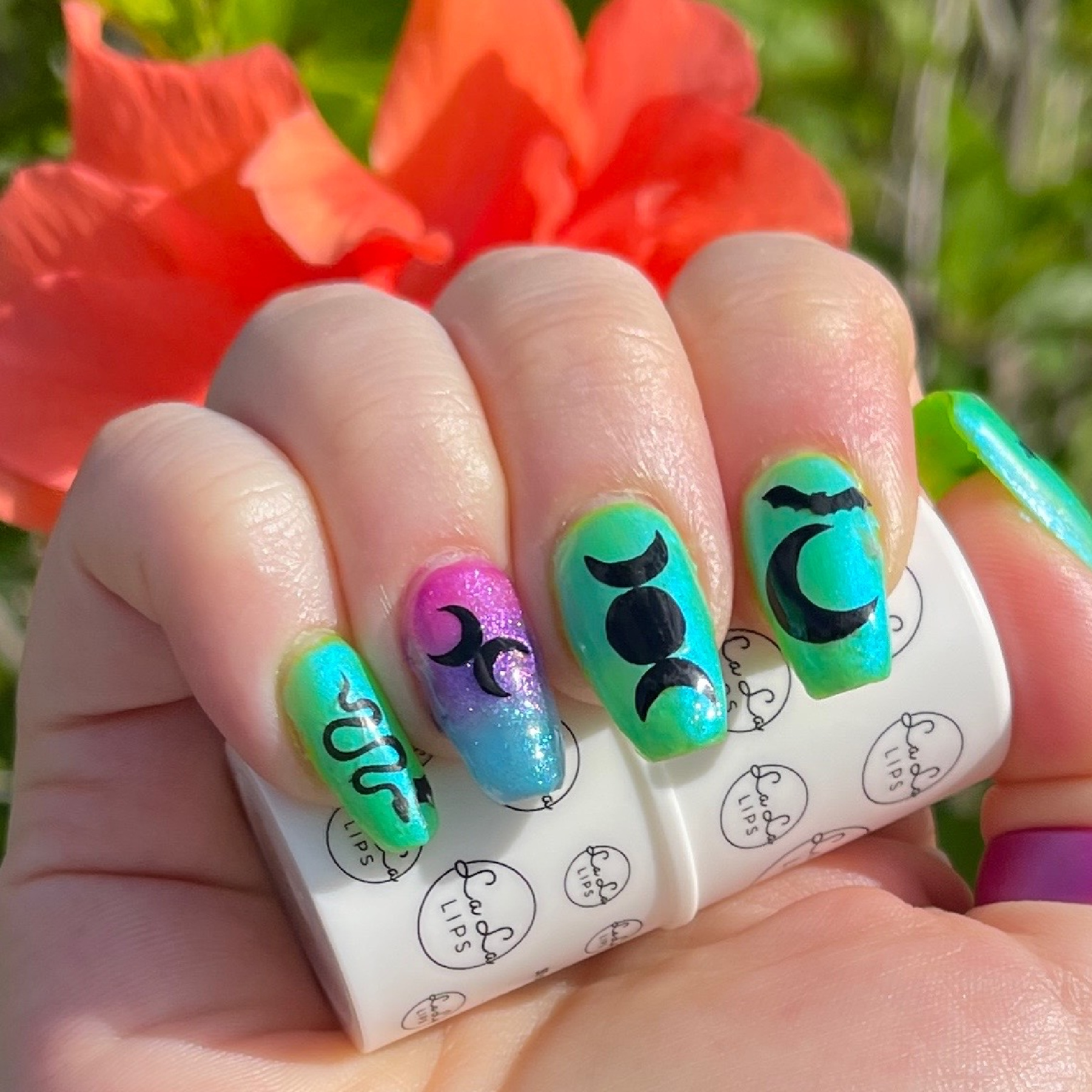 Witchy Bi Pride Nails