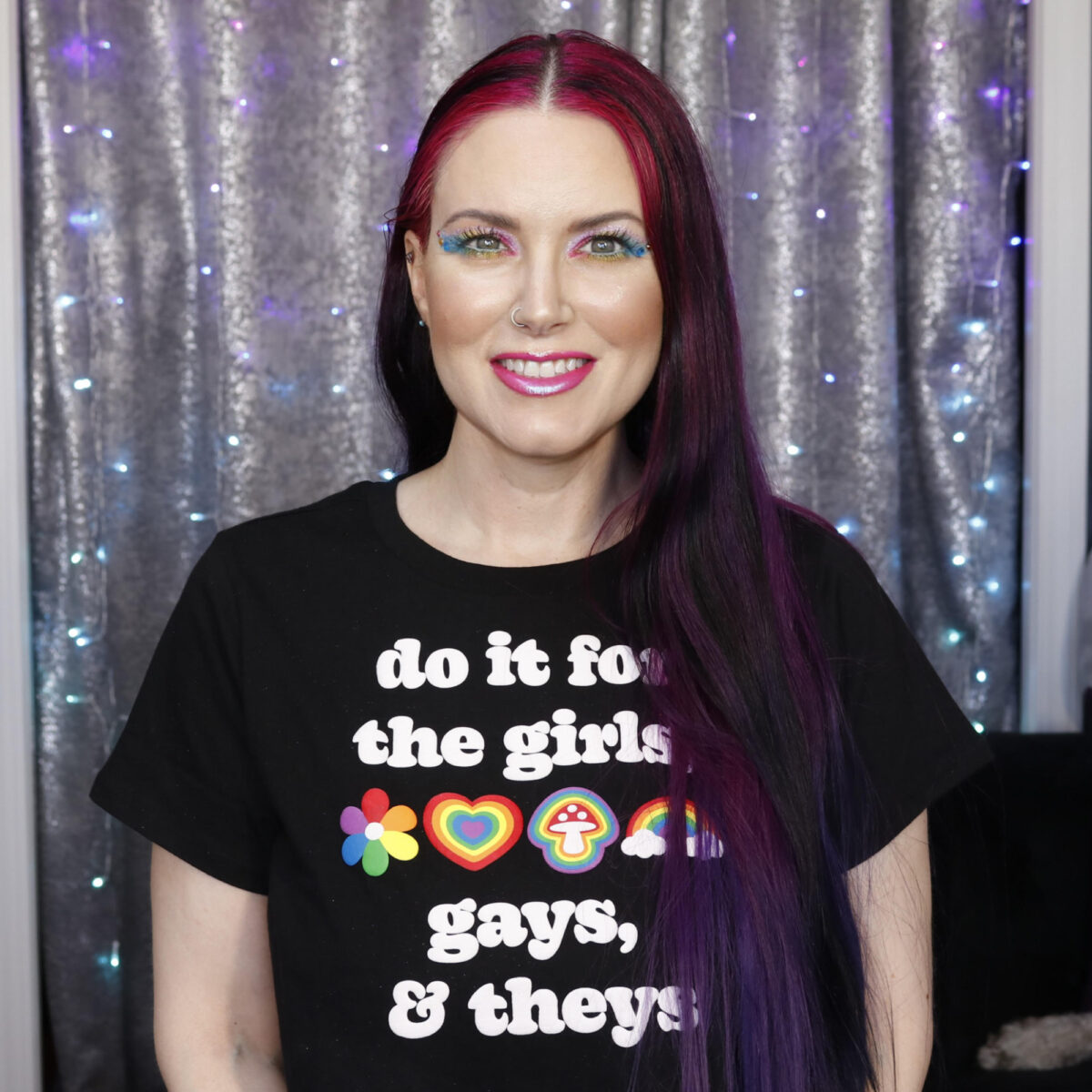 Social Collision Do It For Everyone Crop shirt! It says 'Do it for the Girls, Gays, & Theys.'
