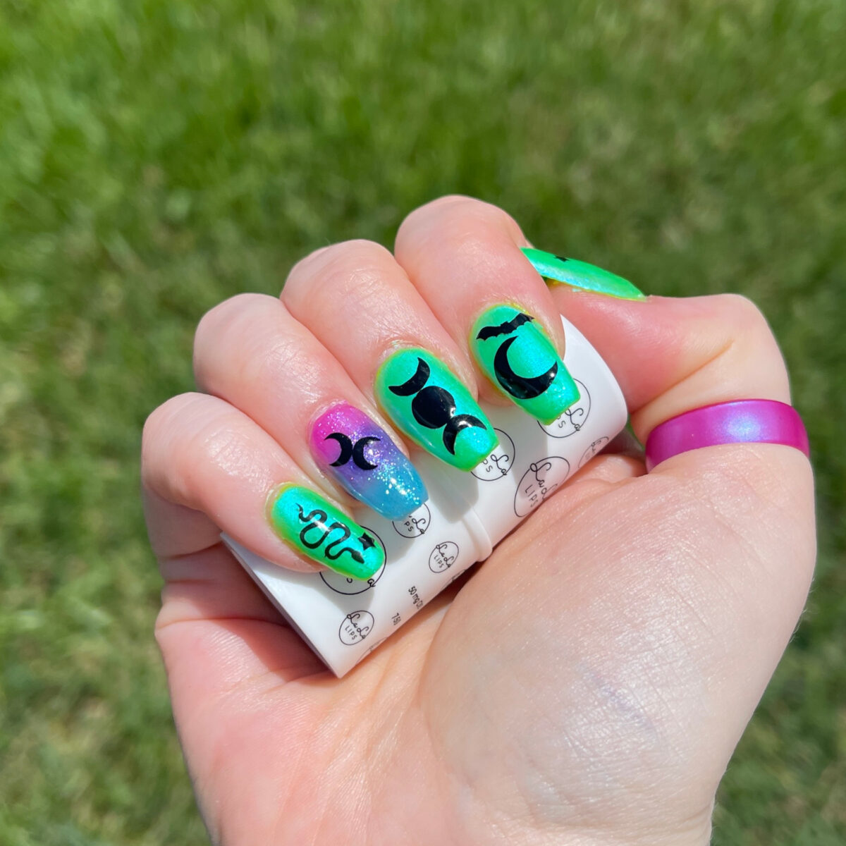 Witchy Bi Pride Nails