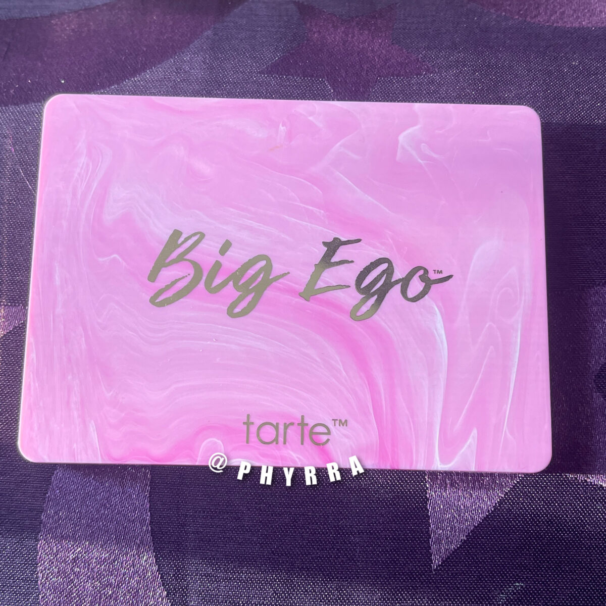 Tarte Big Ego to Go Palette - pink and white swirled cover with gold lettering