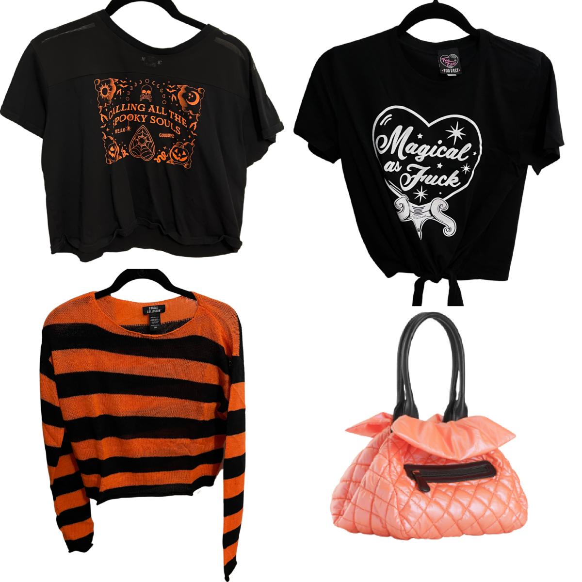 Black and Orange Crop tops