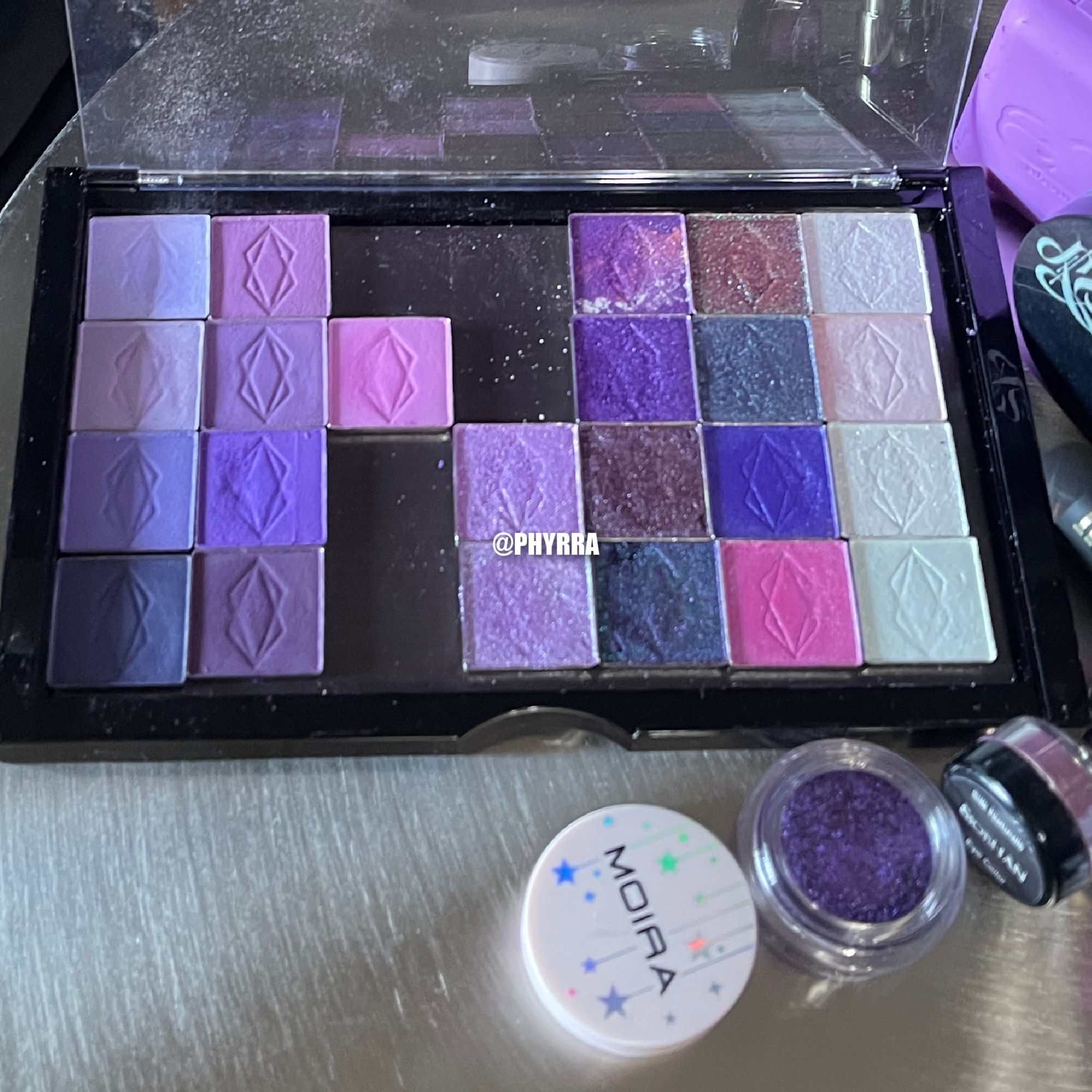 Lethal Cosmetics Purple Single Eyeshadows in a magnetic stackable palette
