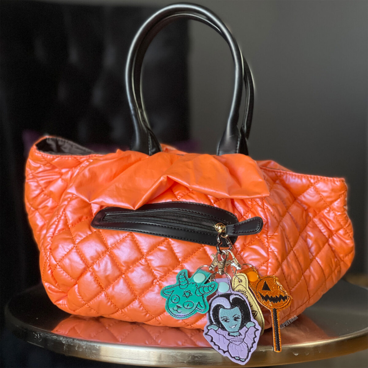 Pumpkin Taffy Orange Diamond Quilted Handbag