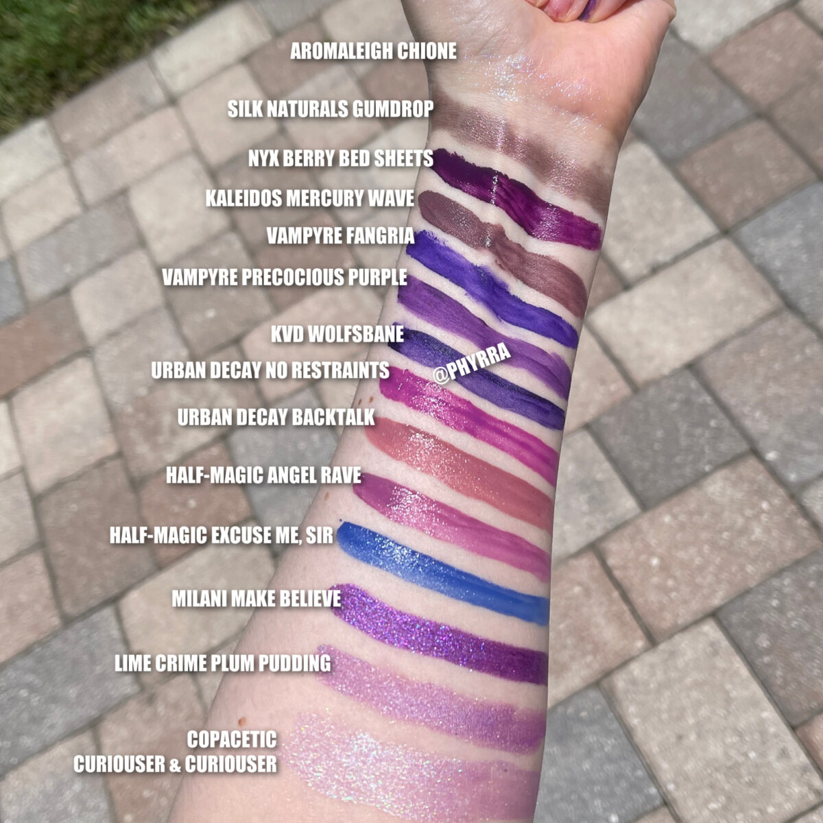 purple goth makeup ideas lipstick swatches on fair skin