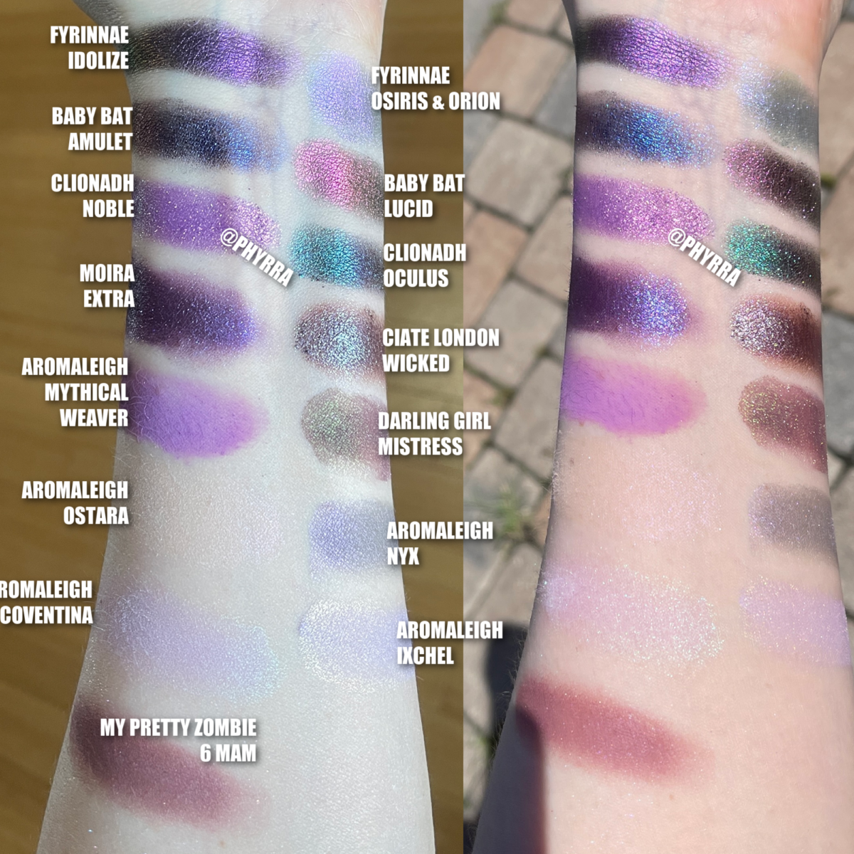 purple goth makeup ideas eyeshadow swatches on fair neutral to muted cool yellow olive undertone