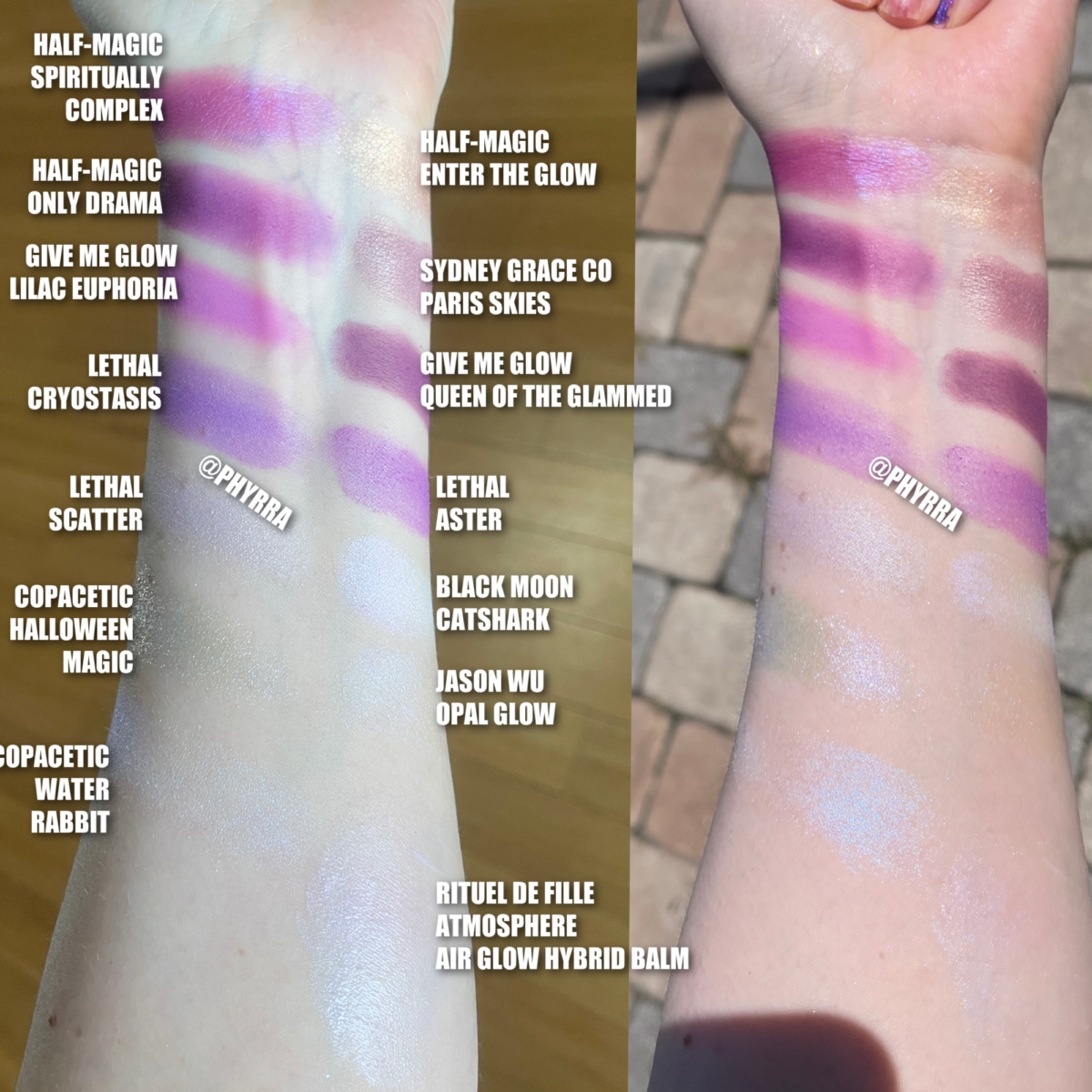 purple goth makeup inspiration cheek makeup swatches on fair skin