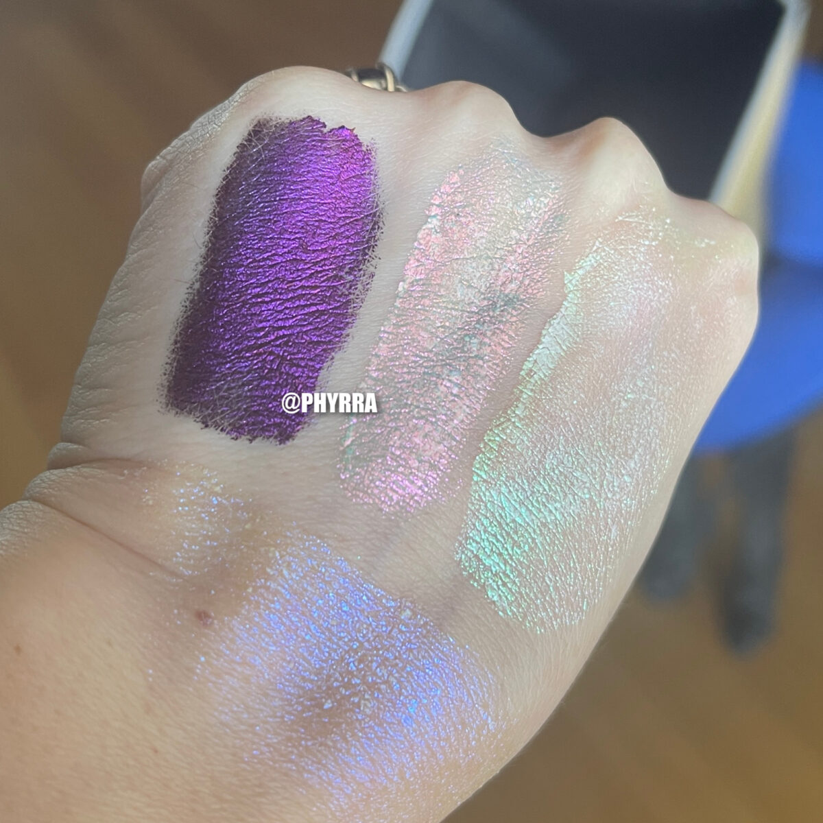 Cordelia's Karla Cosmetics Shadow Potion Swatches on Pale Skin 