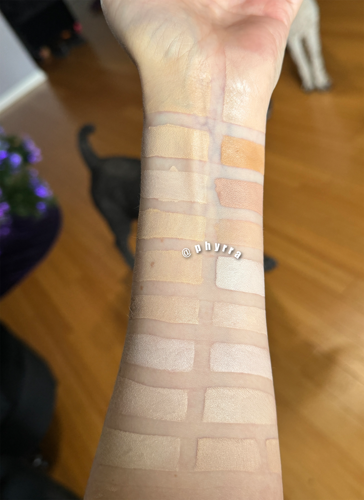 Foundation Swatches on Fair Skin in fair and light depths