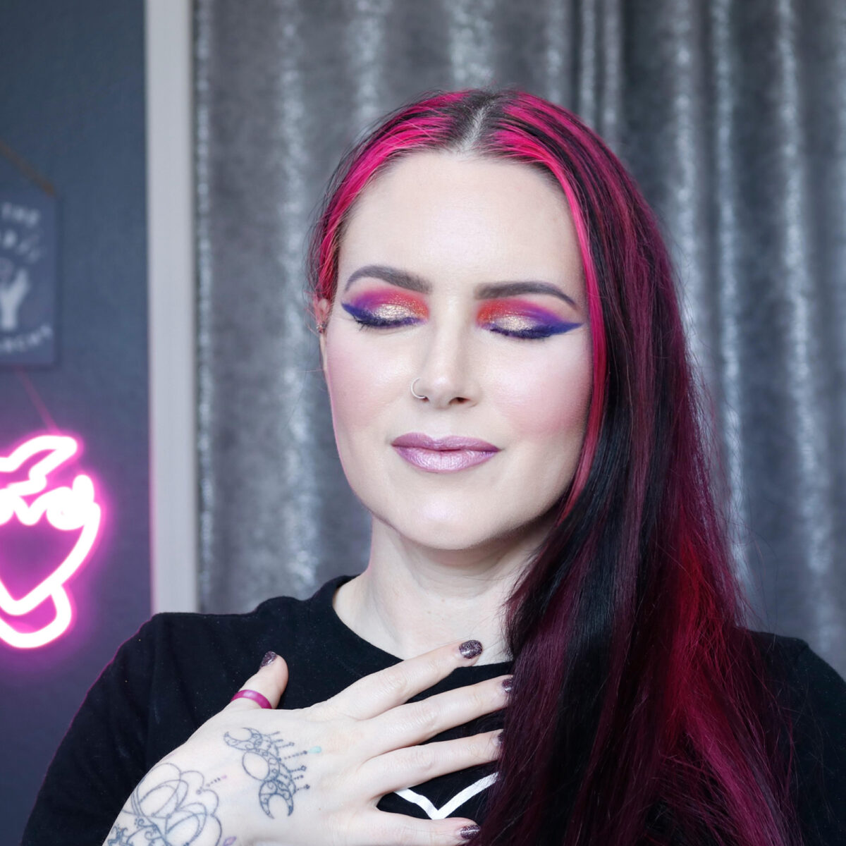 Red, purple and gold cruelty free makeup inspiration 