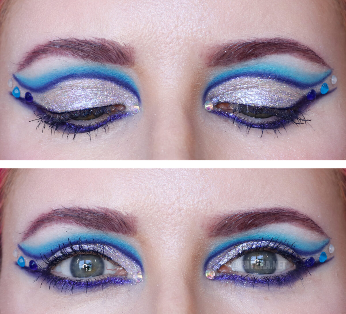 Blue Makeup Inspiration on blue-green eyes