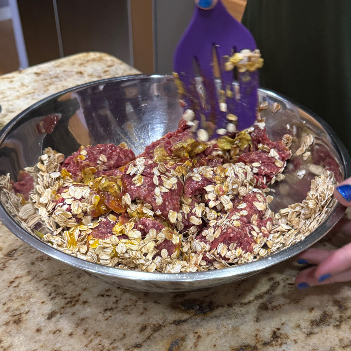 Dave mixing up the meatloaf