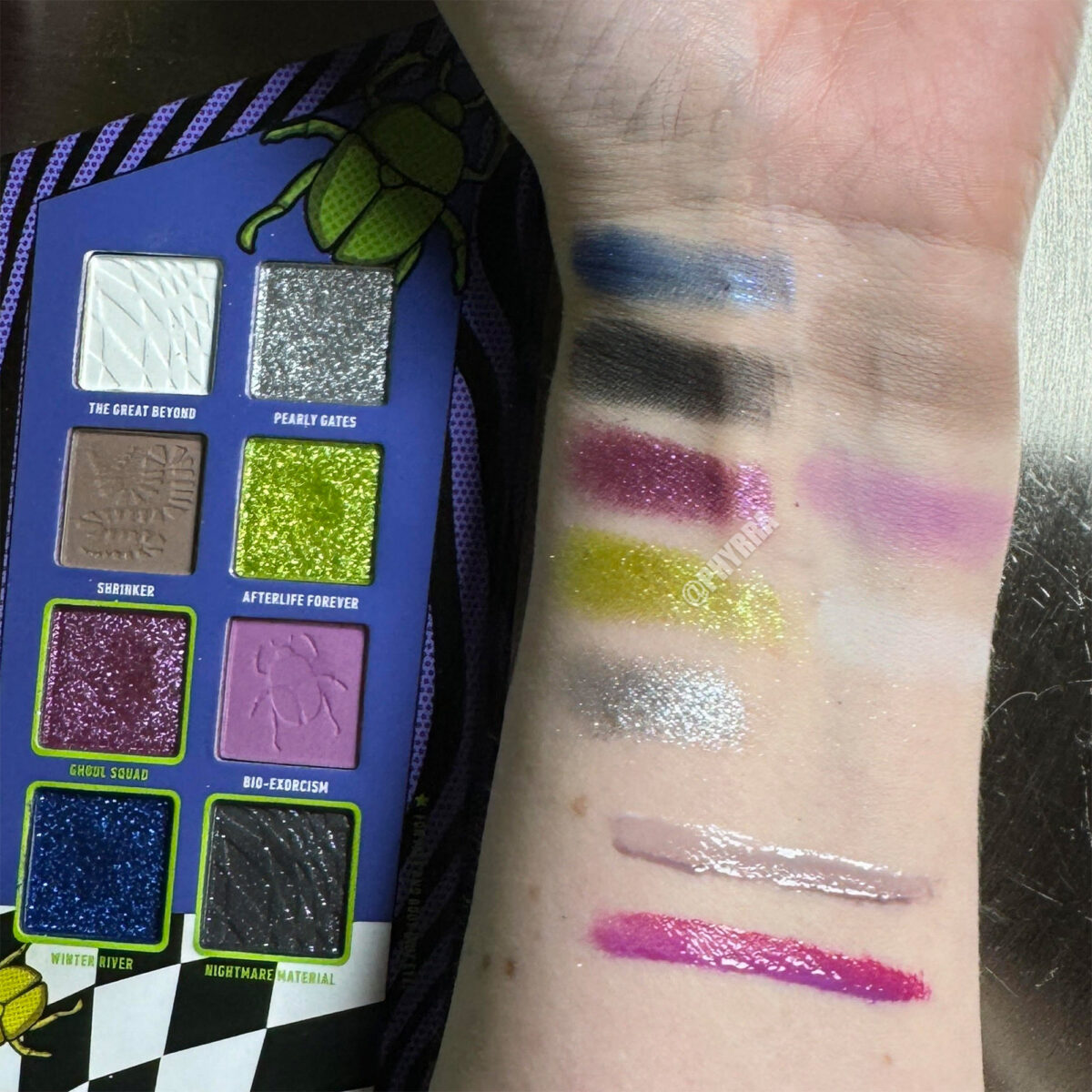 Nyx Beetlejuice swatches by Cordelia Frost of Phyrra.net