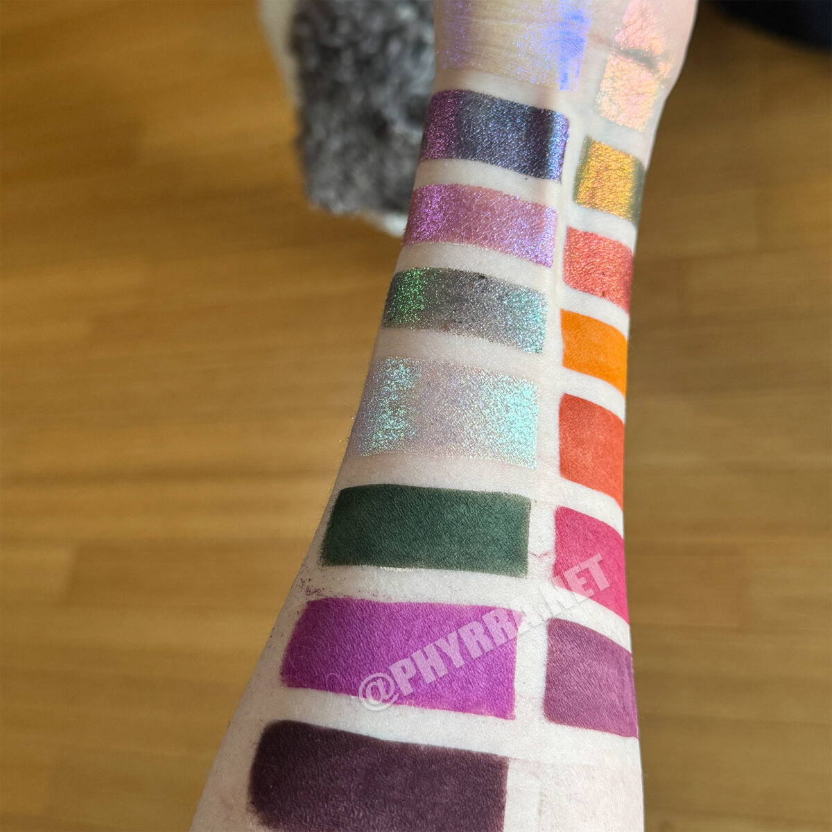 Bellabeautebar Recently Deinfluenced Palette swatches on pale skin 