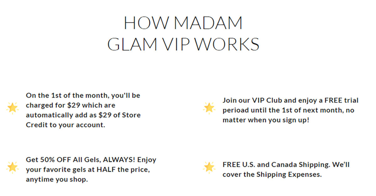 Madam Glam VIP Membership Program