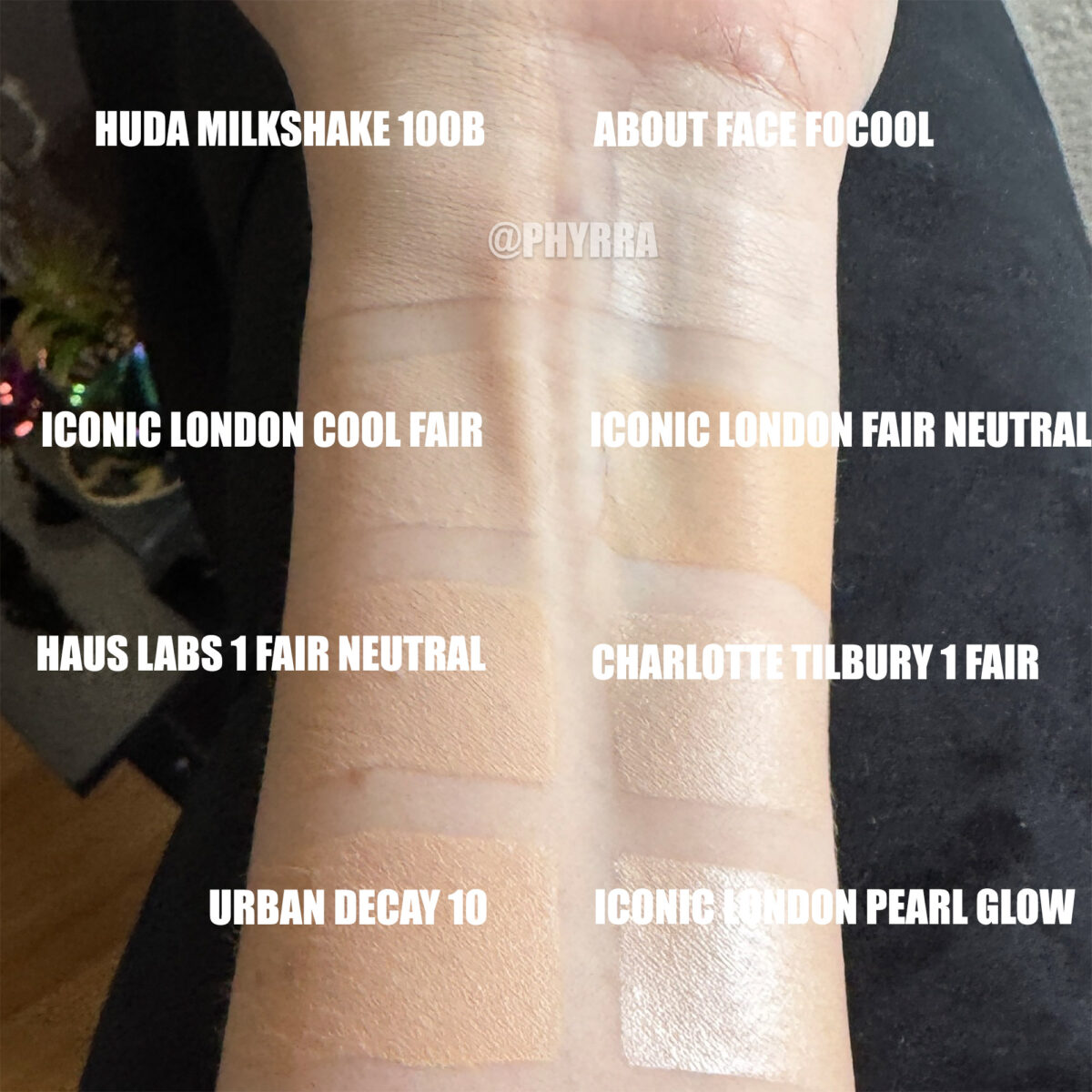 pale foundation swatches on very fair neutral cool skin tone