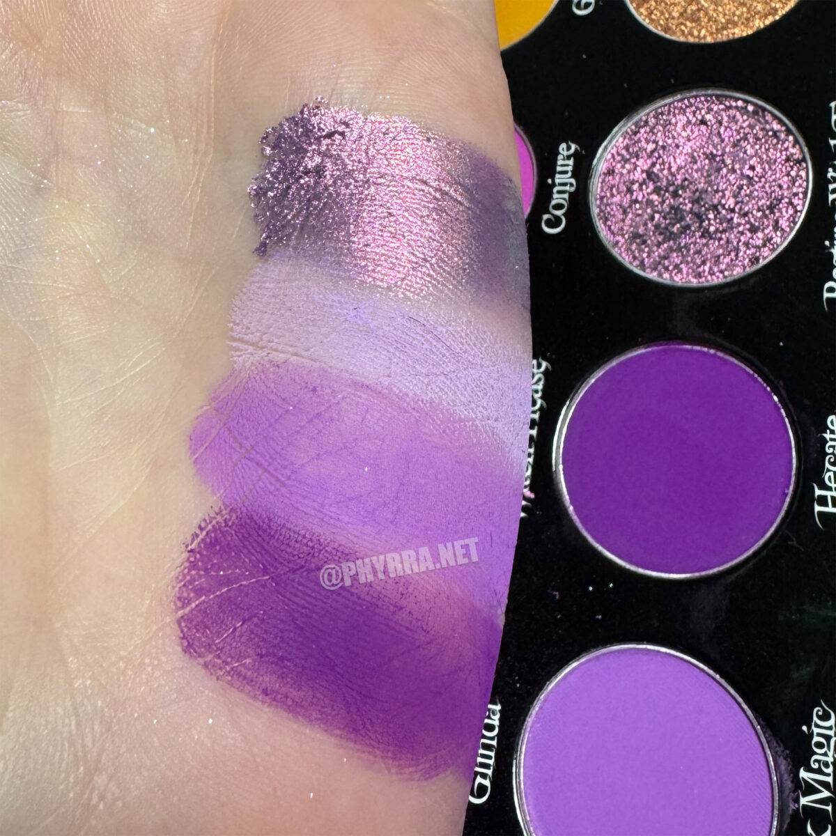 Bellabeautebar Basic Witch Palette Purple Swatches on fair skin