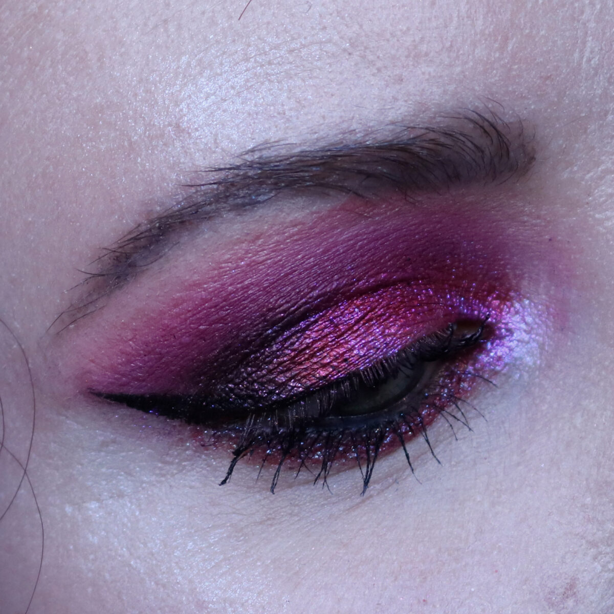 iridescent red eye makeup