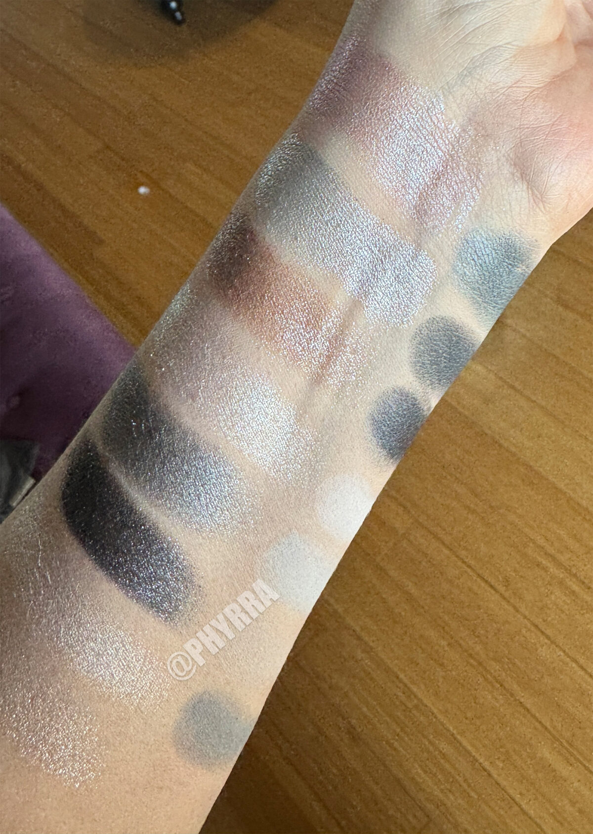 Natasha Denona Xenon palette swatches on fair skin