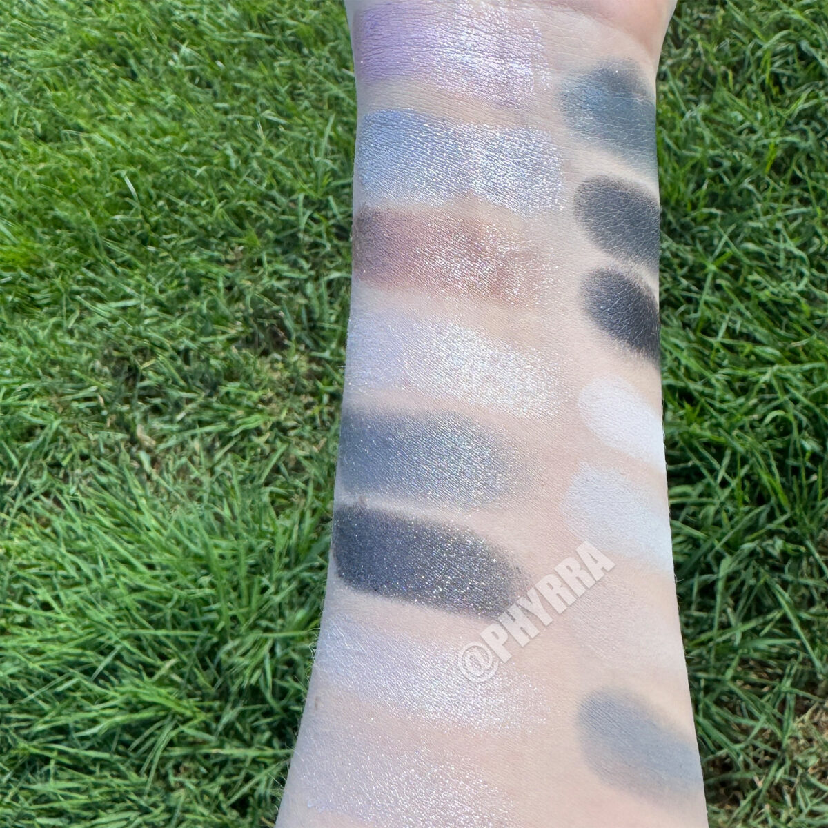 Natasha Denona Xenon palette swatches on pale skin