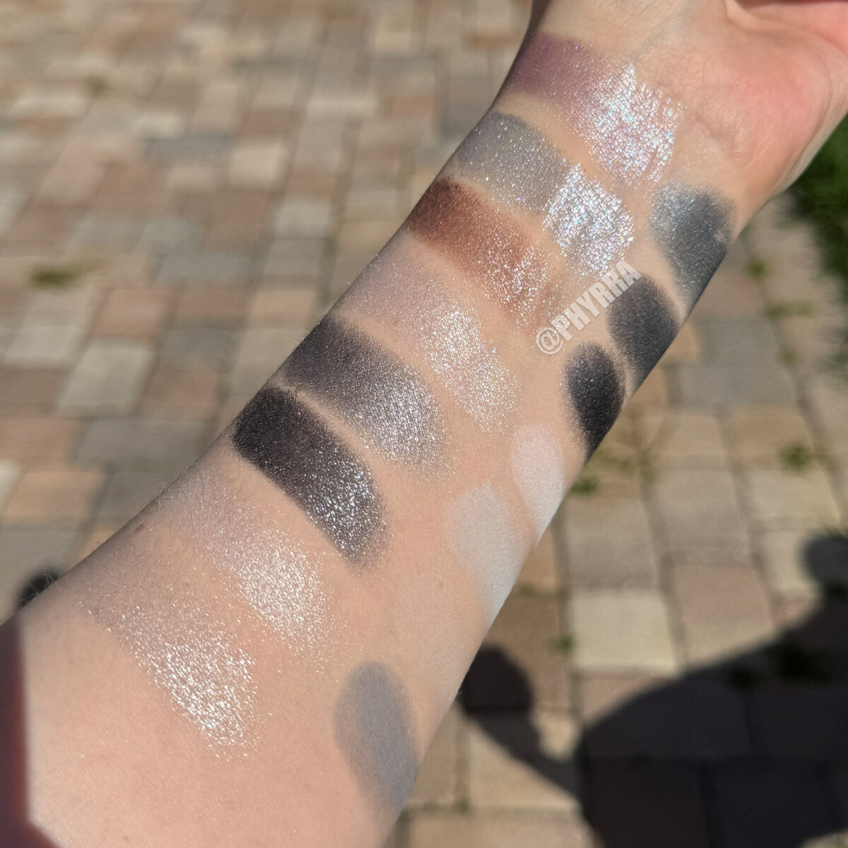 Natasha Denona Xenon palette swatches on light skin