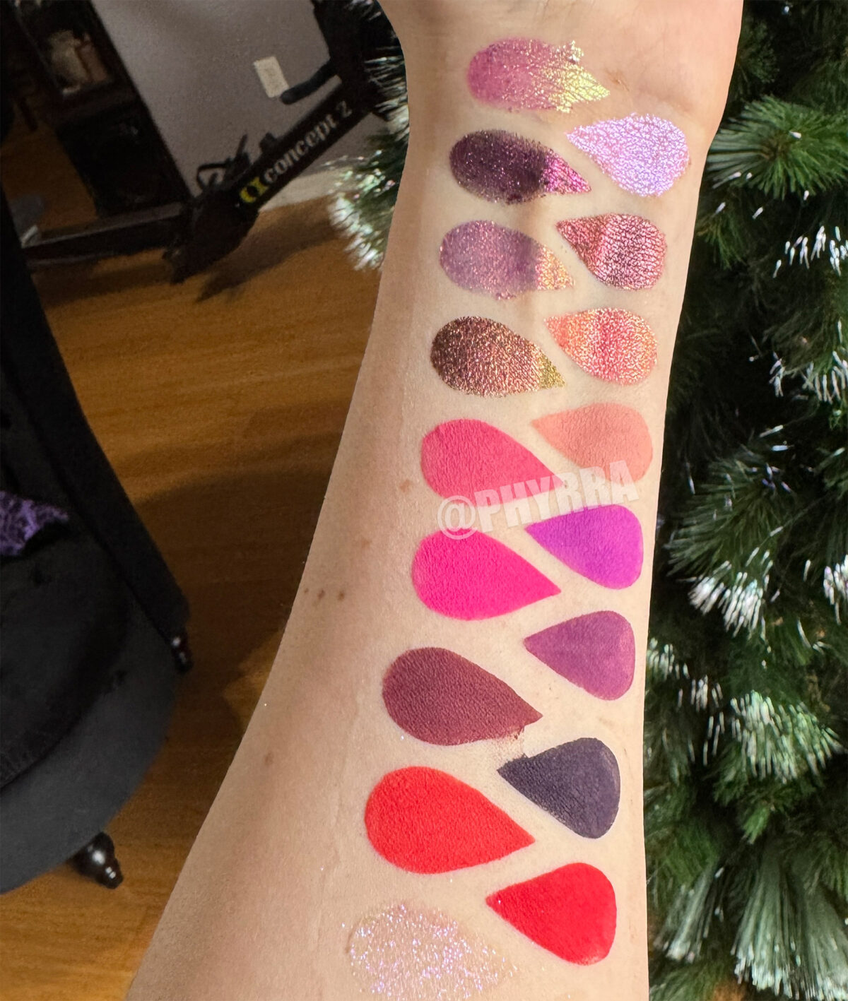 Bellabeautebar Dead Roses Palette swatches on pale skin