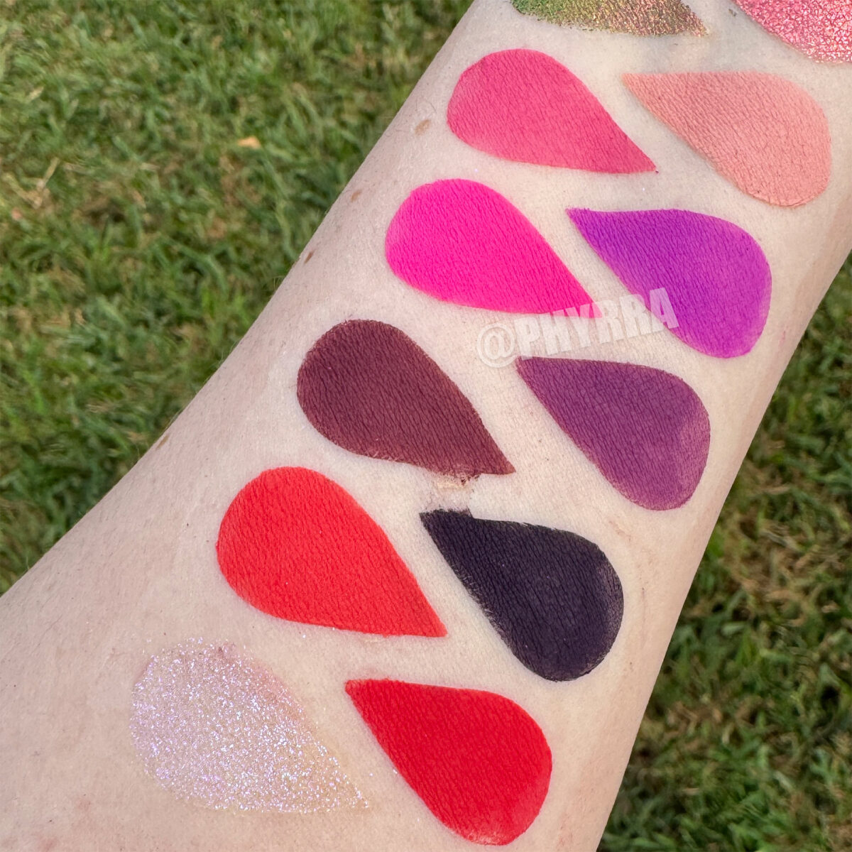 Dead Roses Matte eyeshadow palette swatches on fair skin